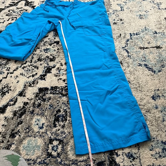 💰 3 for $25 🏷 Women NRG by Barco Stretch Turquoise Blue Scrub Pants sz Small - Picture 15 of 16